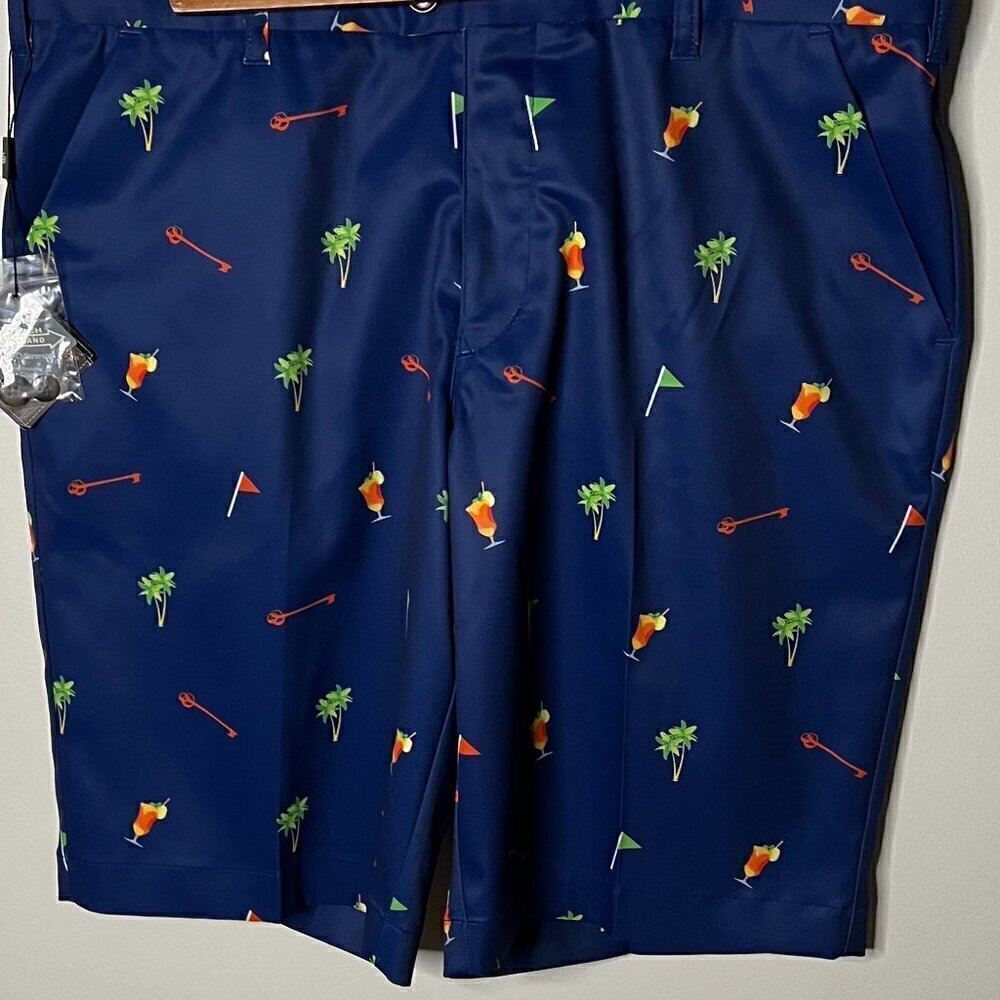 NWT - Loudmouth Golf Shorts Men’s Size 36 Hideaway Navy Blue W/Graphic